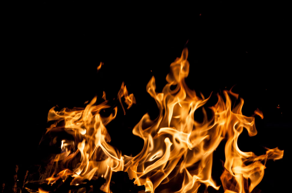 Fire on a black background